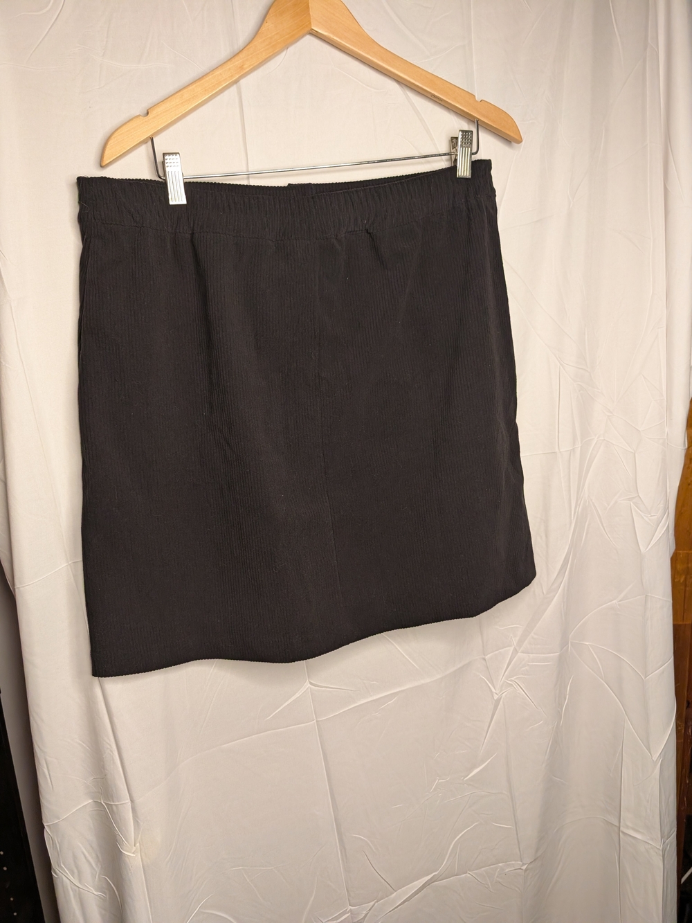 Black Corduroy Button Front Mini Skirt High Waist Pockets Size XL - Picture 4 of 4